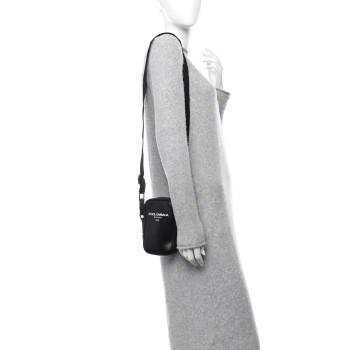 DOLCE & GABBANA Calfskin Logo Crossbody Bag Black