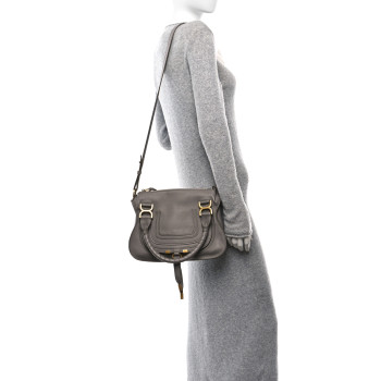 CHLOE Calfskin Small Marcie Satchel Cashmere Grey
