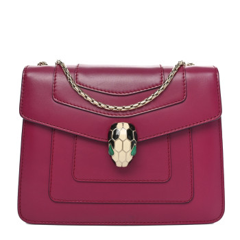 BULGARI Calfskin Small Serpenti Forever Snake Strap Crossbody Bag Plum BULGARI Calfskin Small Serpenti Forever Snake Strap Crossbody Bag Plum