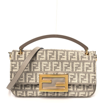 FENDI Chenille Vitello Micro FF Phone Baguette Tortora