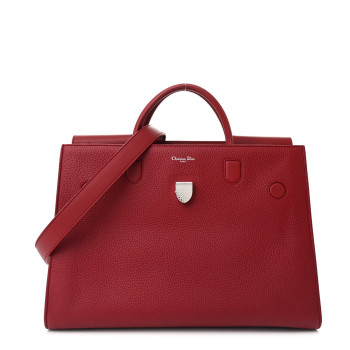 CHRISTIAN DIOR Grained Calfskin Large Diorever Flap Red CHRISTIAN DIOR Grained Calfskin Large Diorever Flap Red