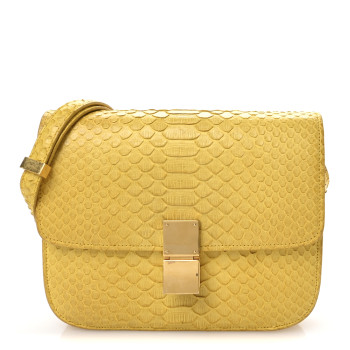 CELINE Snakeskin Medium Classic Box Yellow