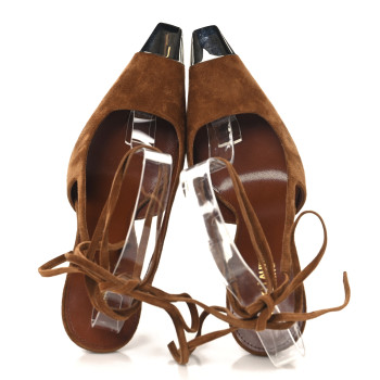 SAINT LAURENT Suede Blade 105 Slingback Pumps 39.5 Brown
