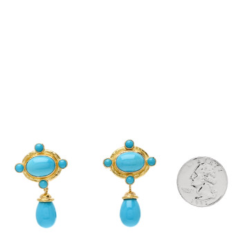 ELIZABETH LOCKE 19K Yellow Gold Turquoise Sleeping Beauty Drop Earrings