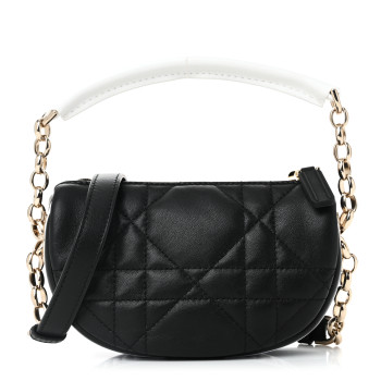 CHRISTIAN DIOR Lambskin Cannage Micro Dior Vibe Hobo Bag Black CHRISTIAN DIOR Lambskin Cannage Micro Dior Vibe Hobo Bag Black