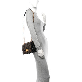 FENDI Vitello Liberty Bi-Color FF 1974 Embossed Small Kan U Shoulder Bag Maya Black