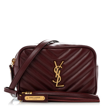 SAINT LAURENT Calfskin Matelasse Monogram Lou Belt Bag Dark Legion Red