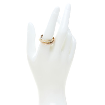 CARTIER 18K White Yellow Pink Gold Diamond MM Trinity Full Paved Ring 57 8 CARTIER 18K White Yellow Pink Gold Diamond MM Trinity Full Paved Ring 57 8
