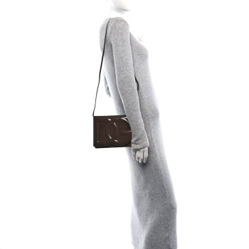 DOLCE & GABBANA DOLCE GABBANA Patent DG Logo Flap Crossbody Bag Brown