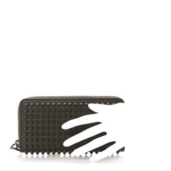 CHRISTIAN LOUBOUTIN Calfskin Panettone Spiked Zip Around Wallet Balmore