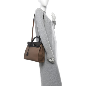 HERMES Vache Hunter Toile Herbag Zip 31 PM Etoupe Ebene