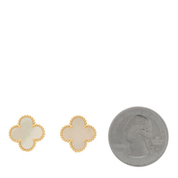 VAN CLEEF & ARPELS 18K Yellow Gold Mother of Pearl Vintage Alhambra Earrings