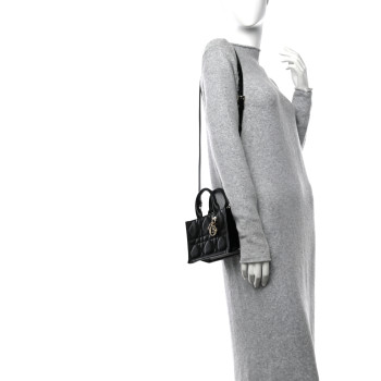 CHRISTIAN DIOR Calfksin Macrocannage Mini Book Tote Black CHRISTIAN DIOR Calfksin Macrocannage Mini Book Tote Black