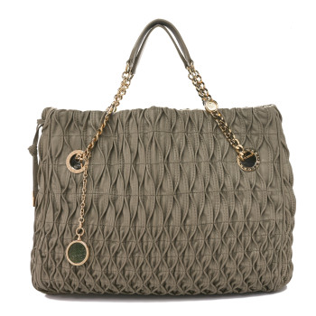 BULGARI Lambskin Pleated Monete Tote Bag Grey BULGARI Lambskin Pleated Monete Tote Bag Grey