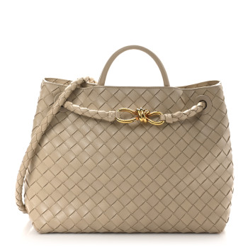 BOTTEGA VENETA Nappa Intrecciato Medium Andiamo Shoulder Bag Ecru