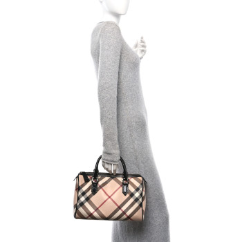 BURBERRY Nova Check Patent Small Chester Bowling Bag Black