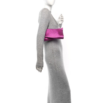 CHRISTIAN LOUBOUTIN Crystal Small Loubitwist Clutch Fuchsia