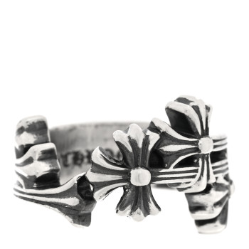 CHROME HEARTS Sterling Silver Triple Cross Curve Ring 51 5.75