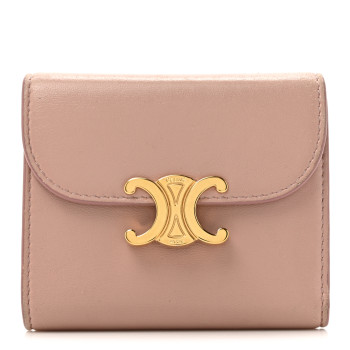 CELINE Shiny Calfskin Small Triomph Wallet Antique Rose