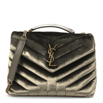 SAINT LAURENT Velvet Y Quilted Monogram Small Loulou Chain Satchel Dark Vintage Olive