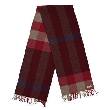BURBERRY Cashmere Mega Check Fringe Scarf Red