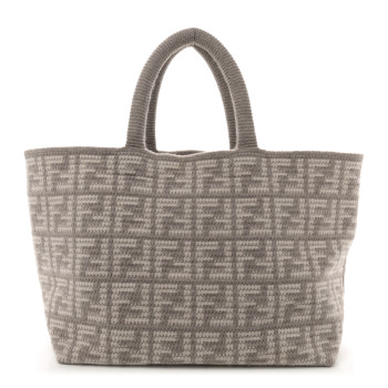 FENDI Cashmere Knit FF Large Shopper Tote Tortora