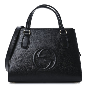 GUCCI Dollar Calfskin Medium Soho Top Handle Satchel Black