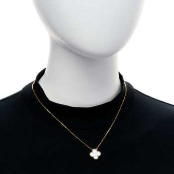 VAN CLEEF & ARPELS 18K Yellow Gold Mother of Pearl Vintage Alhambra Pendant Necklace