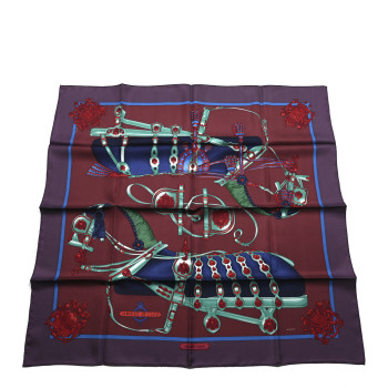 HERMES Silk Harnais De Cour Scarf 90