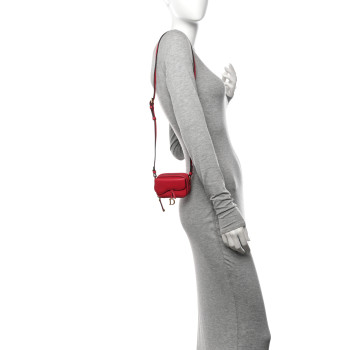 CHRISTIAN DIOR Goatskin Mini Saddle Shoulder Strap Pouch Raspberry CHRISTIAN DIOR Goatskin Mini Saddle Shoulder Strap Pouch Raspberry