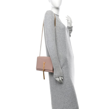 SAINT LAURENT Smooth Calfskin Medium Classic Monogram Kate Tassel Satchel Pink