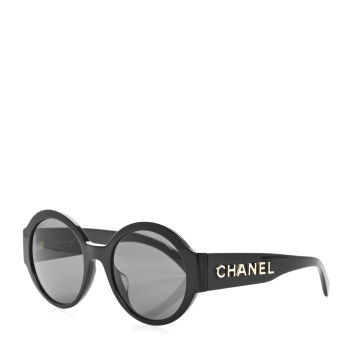 CHANEL Acetate Round Sunglasses 5410-A Black