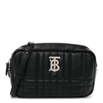 BURBERRY Calfskin Quilted Small Lola Camera Bag Black
