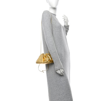 BOTTEGA VENETA Metallic Bark Calfskin The Mini Pouch Gold