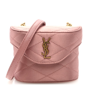 SAINT LAURENT Satin Matelasse Monogram Micro June Box Bag Dragee