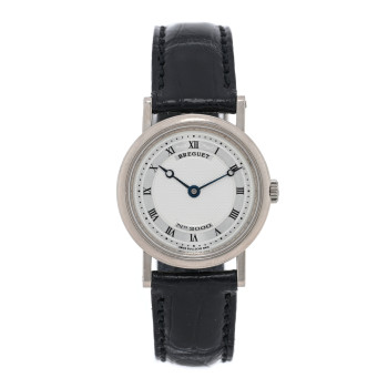 BREGUET 18K White Gold Alligator 25.7mm Classique Manual Winding Watch 8560