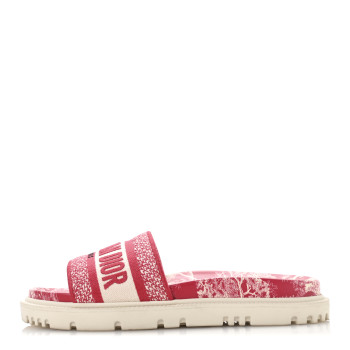 CHRISTIAN DIOR Canvas Toile de Jouy Embroidered Dway 10mm Slide Sandals 36.5 Off White Raspberry CHRISTIAN DIOR Canvas Toile de Jouy Embroidered Dway 10mm Slide Sandals 36.5 Off White Raspberry
