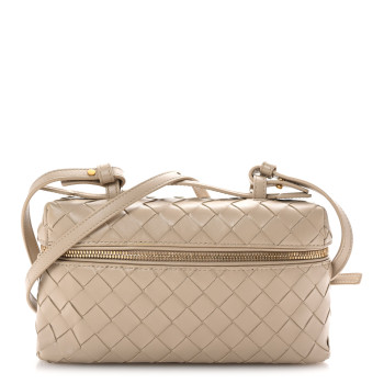 BOTTEGA VENETA Calfskin Intrecciato Bang Bang Vanity Case Ecru