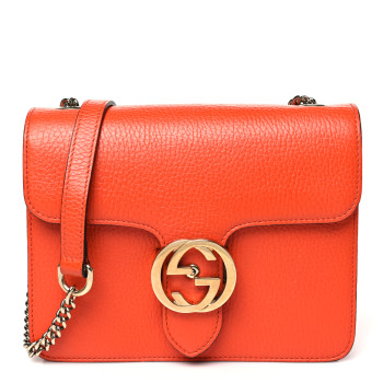 GUCCI Dollar Calfskin Small Interlocking G Shoulder Bag Sun Orange