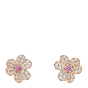 VAN CLEEF & ARPELS 18K Rose Gold Diamond Pink Sapphire Small Frivole Earrings