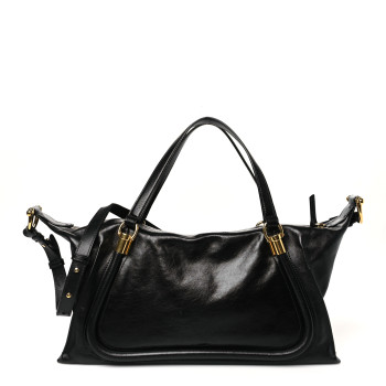 CHLOE Natural Shiny Calfskin Large Paraty 24 Bag Black