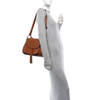 CHLOE Calfskin Braided Medium Hudson Shoulder Bag Caramel