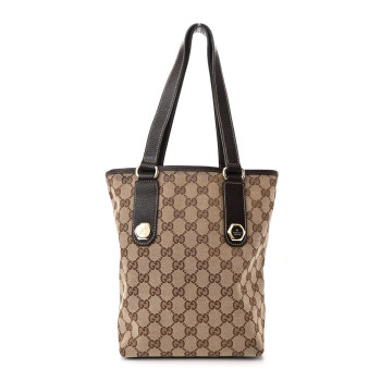 GUCCI Monogram Small Charmy Tote Dark Brown