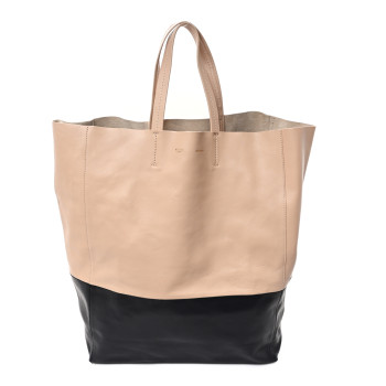 CELINE Lambskin Horizontal Bi-Cabas Nude Black