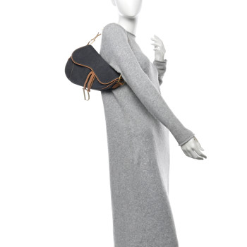 CHRISTIAN DIOR Denim Calfskin Saddle Bag Blue CHRISTIAN DIOR Denim Calfskin Saddle Bag Blue