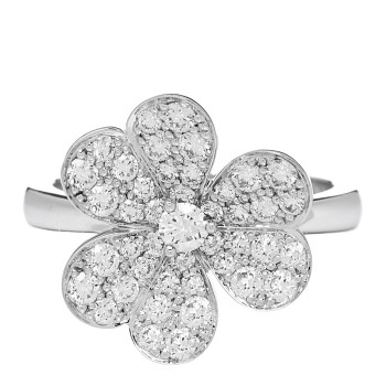 VAN CLEEF & ARPELS 18K White Gold Diamond Small Frivole Ring 52 6