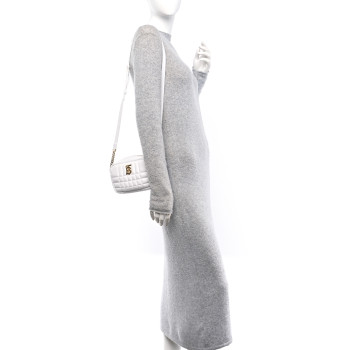 BURBERRY Lambskin Quilted Mini Lola Camera Bag White