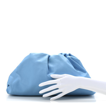 BOTTEGA VENETA Smooth Butter Calf The Pouch Oversized Clutch Sky Blue