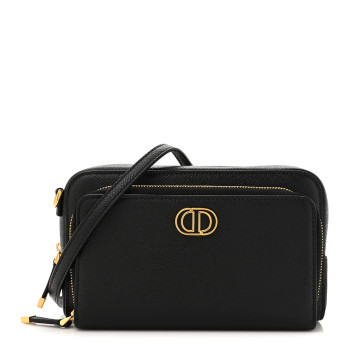 CHRISTIAN DIOR Grained Calfskin Caro Double Pouch Black CHRISTIAN DIOR Grained Calfskin Caro Double Pouch Black