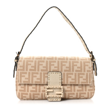 FENDI Wool Cuoio Romano Selleria FF 1974 Baguette 1997 Beige Cammello Camelia